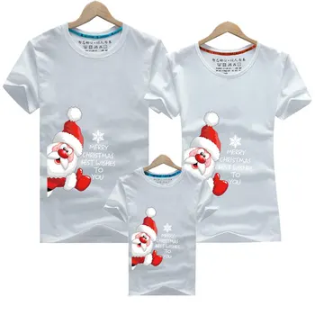 Новогодняя футболка для мамы и папы для девочек и мальчиков, хлопковая футболка с коротким рукавом и мультяшным принтом, Рождественская семейная футболка, одежда для мамы и дочки