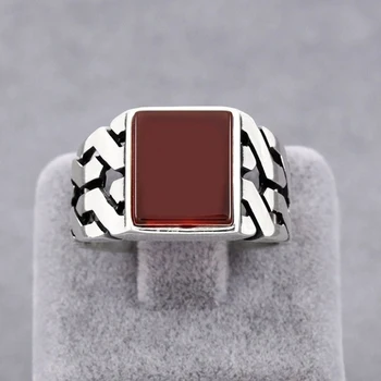 Новое кольцо из красного стекла с камнем, Европейская и американская мода, Ретро, Мужские И Женские аксессуары с гладкими кольцами