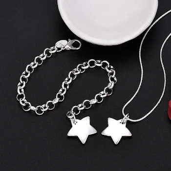 Новые браслеты со звездами из стерлингового серебра 925 Пробы, ожерелье для женщин, Модные вечерние Наборы свадебных украшений, Аксессуары, Рождественские подарки