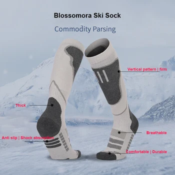 Новые лыжные носки Хлопчатобумажные Толстые спортивные Сноубордические велосипедные лыжные футбольные носки Мужские Женские влагопоглощающие высокоэластичные термоноски