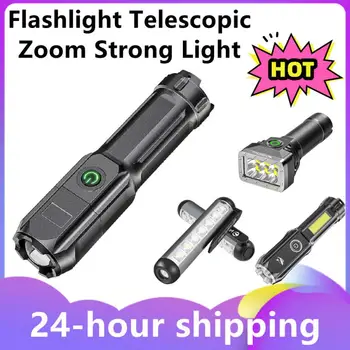 Новый стиль, телескопический зум, фонарик с сильным освещением, зарядка через USB, Маленький портативный прожектор, лампа для наружного освещения дальнего действия