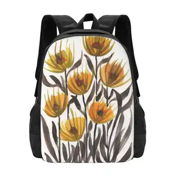 Нуала Узор Дизайн Сумки Студенческий рюкзак Желтые Цветочные Композиции Цветы