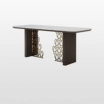 Обеденный стол из светлого роскошного мрамора в итальянском стиле, яркая прямоугольная итальянская импортная каменная плита высокого качества, в том же стиле