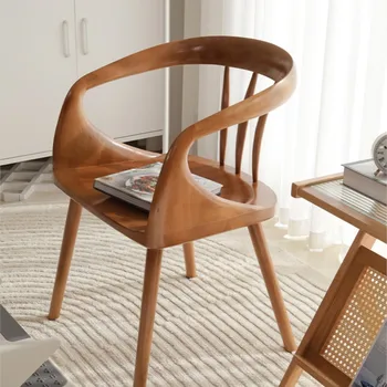 Обеденный стул из массива дерева Nordic Home с подлокотником и спинкой, современный минималистичный кофейный стул, мебель для гостиной и кухни, новинка