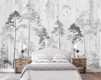 Обои на заказ Beibehang, нарисованные от руки, мечтательный лес, стена из лося, гостиная, спальня, телевизор, диван, 3D обои, фреска