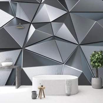 Обои на заказ Современные технологии Серебристо Серый 3D Абстрактный Геометрический узор Фреска Гостиная Спальня ТВ Фон Декор стен