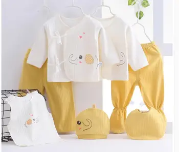 Одежда для новорожденных, осенне-зимний костюм из 7 предметов, чистый хлопок