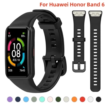 Однотонный силиконовый ремешок для часов Huawei Band 6, оригинальные спортивные смарт-часы, сменный ремешок для Huawei Honor Band 6