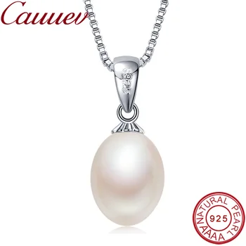 ожерелье из стерлингового серебра 925 пробы, подвеска для женщин, подлинные 100% натуральные украшения из пресноводного жемчуга 8-9 мм, оптовая цена, подарок 4 цвета