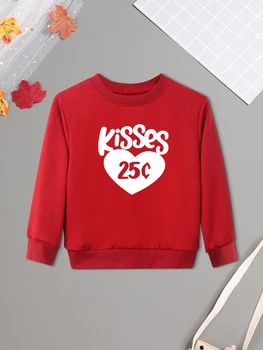 Осенне-зимний свитер с принтом Kiss 25 ℃ для мальчиков и девочек, милый свитер на День Святого Валентина