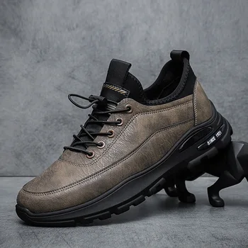 Осенняя новая мужская обувь спортивная повседневная обувь Черные туфли из искусственной кожи с низким верхом, модные кроссовки, обувь M1073