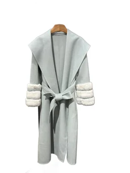 Пальто с длинным лацканом, приталенная версия, однотонный дизайн талии, тепло и комфортно, осень-зима 2023 года