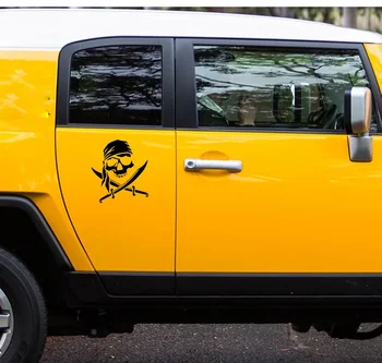 Персонализированная водонепроницаемая наклейка с черепом пирата и персонализированная наклейка с изображением забавного автомобиля для бездорожья из ПВХ 30-28,3 см