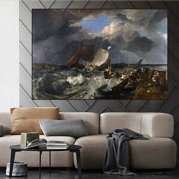 Пиратский корабль в море, картина на холсте, черная парусная лодка, винтажные плакаты и принты, настенные панно с изображением судов для декора гостиной Quadro