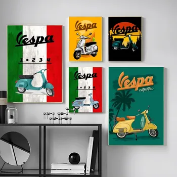 Плакат мотоцикла Vespa, винтажный плакат из Крафт-бумаги, настенный художественный Плакат, картина, Наклейка на Бар, клуб, магазин, Дом, Гостиную