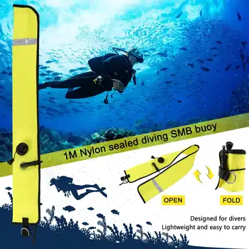 Подводное плавание с аквалангом длиной 1 м, надувной сигнальный маркер SMB, видимость буя, поплавок, Сигнальная трубка, колбаса, желтый
