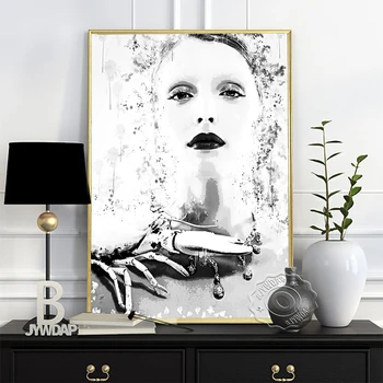 Постер парижской фотомодели Кристель Лефранк, черно-белые элегантные принты Вонмана, декор в виде рисунков акварелью в скандинавском стиле