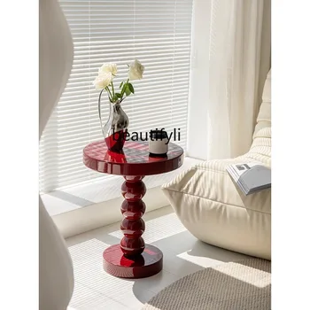 Прикроватный круглый приставной столик Кремовый диван и чайный столик для гостиной в Скандинавском стиле, креативная мебель для небольших столов из массива дерева
