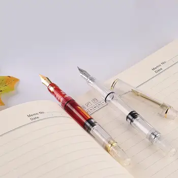 Прозрачная поршневая ручка с тонким пером для занятий с чернилами для взрослых