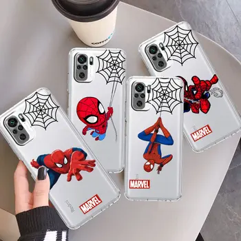 Прозрачный Чехол Marvel Spider Man Для Xiaomi Mi Poco X3 NFC M3 Pro F3 F1 11 Lite 12 Redmi Note 10 9S 8 7 9 Мягкая Крышка Телефона