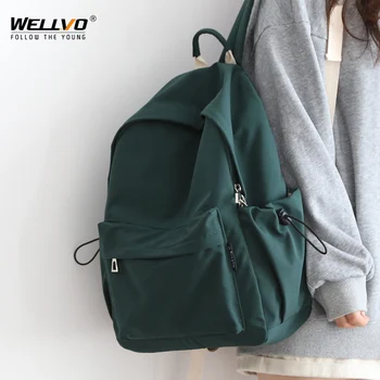Простой школьный рюкзак для мальчиков и девочек, повседневный однотонный рюкзак для отдыха, нейлоновая большая сумка для колледжа Mochila XA433C