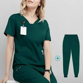 Разноцветная униформа аптечной медсестры с короткими рукавами, рабочая одежда больничного врача, униформа стоматолога, униформа для работы в медицинской лаборатории, костюм-двойка
