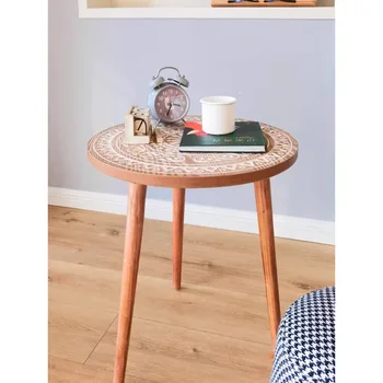 Резной журнальный столик в американском стиле, приставной столик для дивана на балконе в скандинавском стиле