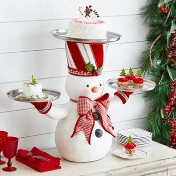 Рождественская миска для закусок, фигурка снеговика, подставка для угощений с тарелками, Рождественские украшения 2022, подставка для десертов, поднос для рождественской вечеринки