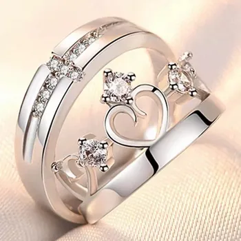 Романтическое кольцо с короной в виде креста и сердца, пара колец для женщин, роскошные кольца с микроцирконом, кольца для вечной любви, Обещание Помолвки, Ювелирные подарки