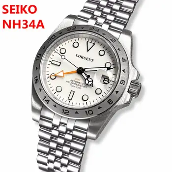 Роскошные NH34A GMT reloj Автоматические Механические Часы Для Мужчин Corgeut 39 мм Сапфировое Стекло Модные Наручные Часы Для Погружения на 100 м