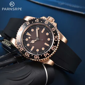 Роскошные мужские часы NH35 Механизм с автоподзаводом Сапфировое зеркало Корпус из розового золота каучуковый ремешок Мужская атмосфера Деловые часы