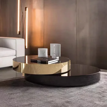 Роскошный вращающийся журнальный столик в современной минималистичной гостиной выдвижной креативный расширенный круглый комбинированный размер бытовая сетка