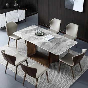 Роскошный Прямоугольный практичный стол из мраморного камня для ужина, Кухонные обеденные столы для дома, кофейня, Вспомогательная мебель для салона красоты