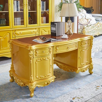 Роскошный стол в европейском стиле, вилла из массива дерева, письменный стол из массива дерева, офисный стол, элитная мебель