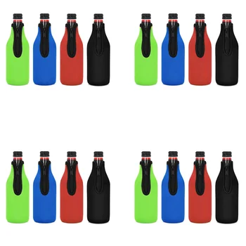 Рукав-Изолятор Для Пивных бутылок из 16 упаковок, Сохраняющий Напиток Холодным, Куртки Для Бутылок На молнии, Рукава-Охладители Пивных Бутылок, Неопреновый Чехол