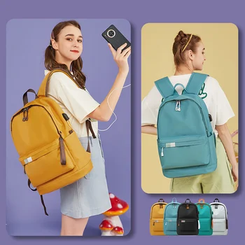 Рюкзак Унисекс Женская новая модная школьная сумка для учащихся средней школы, для отдыха и путешествий, нейтральный однотонный рюкзак из ткани Оксфорд
