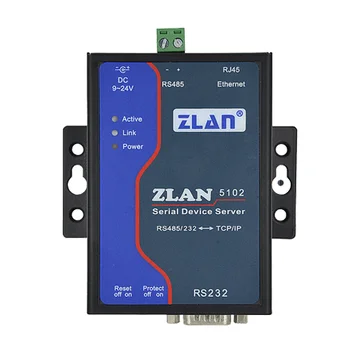 Сервер последовательных устройств ZLAN5102 представляет собой промышленный преобразователь для RS232/485 и протокола TCP/ IP
