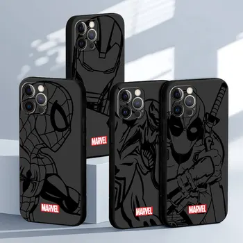 Силиконовый Чехол Marvel SpiderMan IronMan Art Для Apple iPhone 13 12 11 Pro Max 7 8 12Mini XS XR X 5 5S SE 6 6S Plus Для Телефона