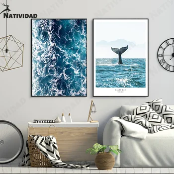 Синий океан холст картина настенное искусство домашний декор абстрактная эстетика печать плаката гостиная спальня украшение дома