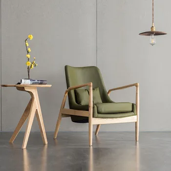Скандинавские винтажные Зеленые стулья для гостиной с деревянной подушкой Обеденный стул для зала ожидания Lazy Fashion Waiting Мебель для интерьера Cadeira