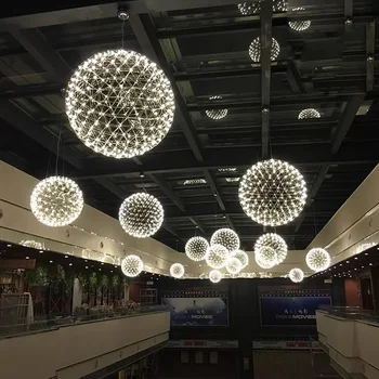 Современная светодиодная потолочная люстра Sky Star Spark Ball, лампа-фейерверк, роскошный подвесной светильник, атмосфера элитной гостиной-столовой