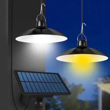 Солнечный Подвесной светильник Led Без батареи Лампа на солнечной энергии Белый / Теплый свет Люстра с дистанционным управлением Открытый сад