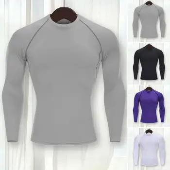 Спортивная рубашка Премиум-класса, мужская компрессионная рубашка для бега с длинным рукавом, Дышащая, впитывающая пот, быстросохнущая Тренировка для пробежек