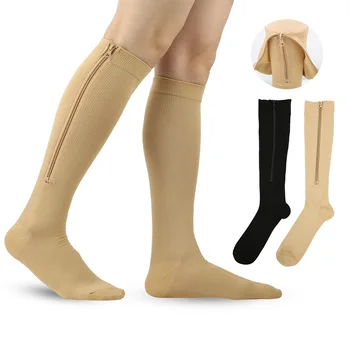 Спортивные носки высокого давления, новая упаковка, компрессионные носки на молнии, эластичные носки для улицы с длинными штанинами,