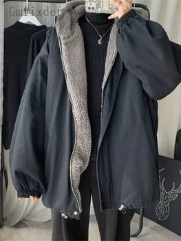 Стеганое пальто из ягненка с капюшоном, мужская зимняя утепленная куртка в гонконгском стиле, студенческая теплая трендовая уличная одежда, мужские парки на молнии