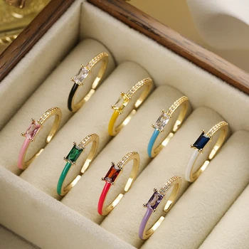 Стильные кольца с кубическим цирконием в минималистичном дизайне для женщин, изящный ободок для пальцев золотого цвета, украшения для свиданий для современных леди