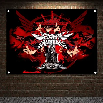Страшная кровавая реклама металлической музыки, наклейки с рок-музыкой, флаг известной группы, баннер, картина на холсте BABYMETAL, Декор для музыкального фестиваля и вечеринки