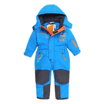 Теплый зимний костюм для мальчиков Европейский экспортный снегозащитный ветрозащитный комбинезон one piece для мальчиков 2-3 лет идеально подходит для холодной погоды