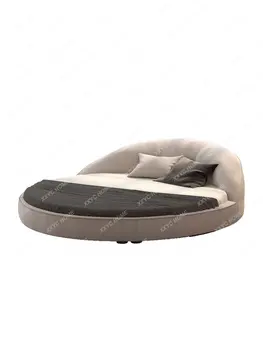 Ткань Шенчи Большая круглая кровать Простая Современная Гамма Кремового цвета в стиле ретро для двойной свадьбы