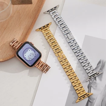 Тонкий Женский ремешок Для Apple Watch Band 8 7 41 45 мм Ultra 49 мм Браслет Из нержавеющей Стали Для iWatch 8 7 6 3 4 5 se 38 44 мм 42 40 мм